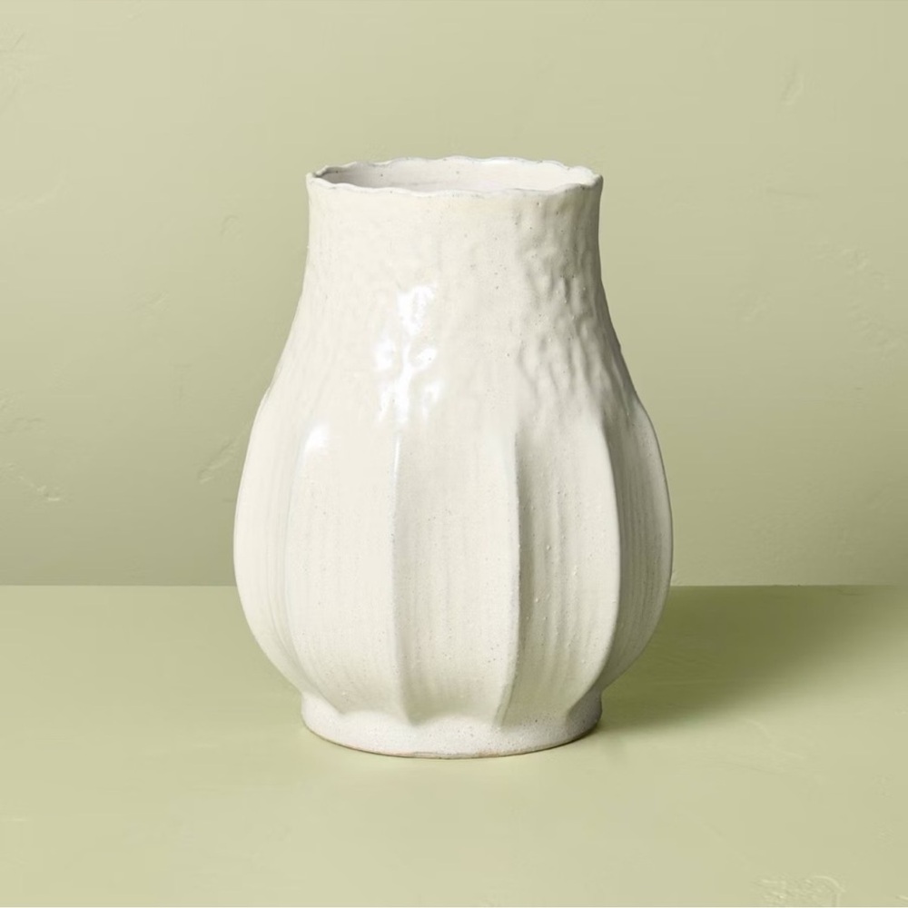 Pleated Ceramic Vase Sour Cream - Hearth & Hand™ with Magnolia